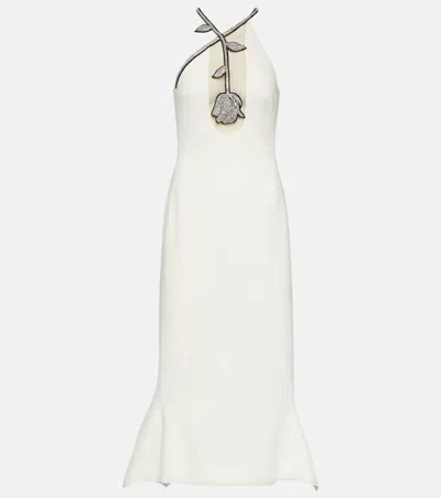David Koma Crystal-embellished Cady Midi Dress In White