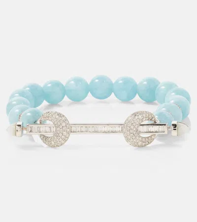 Ananya Chakra 18kt White Gold Bracelet With Aquamarines And Diamonds In Blue