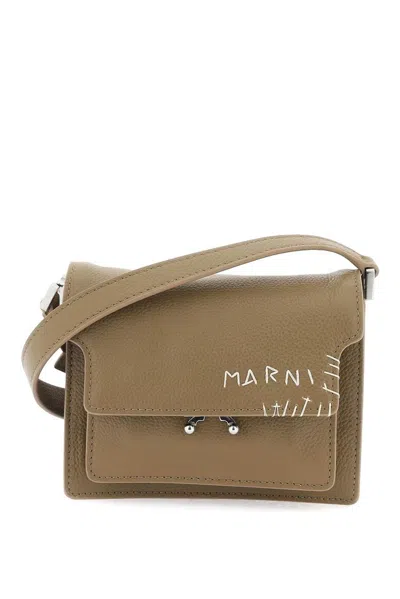 Marni Mini Trunk Logo Embroidered Shoulder Bag In Green