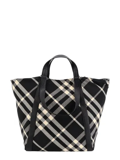 Burberry Festival Checked Tote Bag In Black