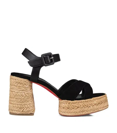 Christian Louboutin Calakala Crisscross Red Sole Espadrille Sandals In Black