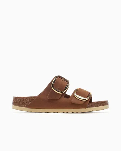 Birkenstock Arizona Big Buckle Cognac, Oiled Leather Shoes In Brown