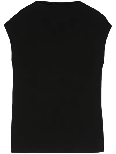 Closed Straight-neck Tank Top In 100 Black