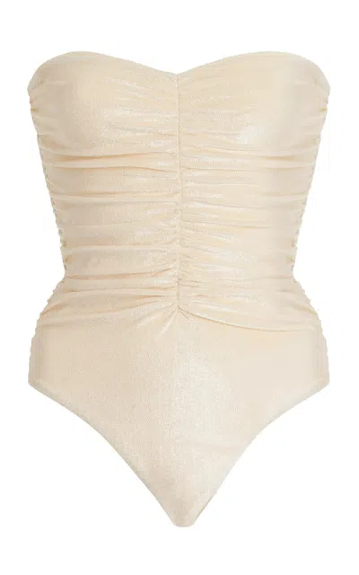 Jade Swim Yara Draped Bandeau One-piece In Ivory White