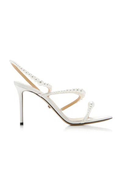 Mach & Mach Sirene Imitation Pearl Embellished Slingback Sandal In White