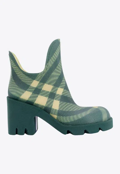 Burberry Marsh Checked Rubber Boots In Green