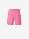 Alexander Mcqueen Graffiti Logo Swim Shorts In Pink