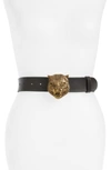 GUCCI TIGER BUCKLE LEATHER BELT,409420CVE0T