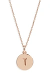 Kate Spade Rose Gold-tone Initial Disc Pendant Necklace, 18" + 2 1/2" Extender In T/ Rose Gold