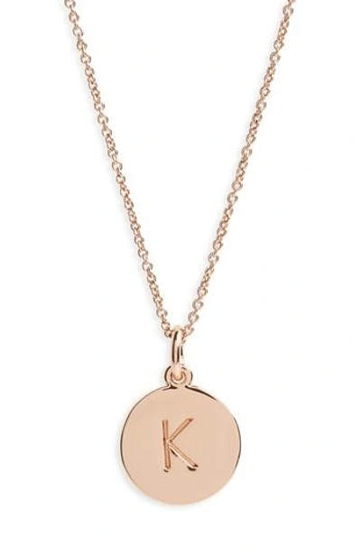 Kate Spade Rose Gold-tone Initial Disc Pendant Necklace, 18" + 2 1/2" Extender In K/ Rose Gold