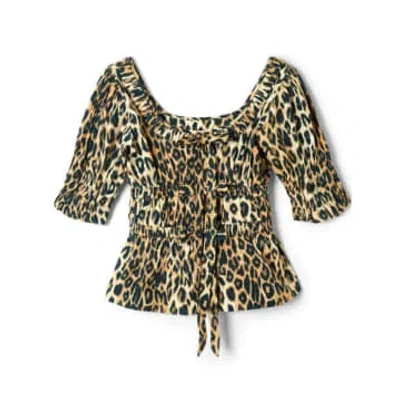 Damson Madder Bianca Leopard-print Cotton Blouse In Animal Print