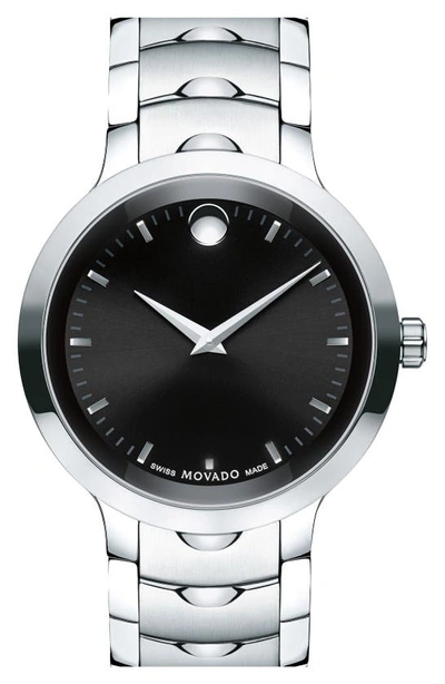 Movado 40mm Luno Sport Stainless Steel Watch, Black/silver