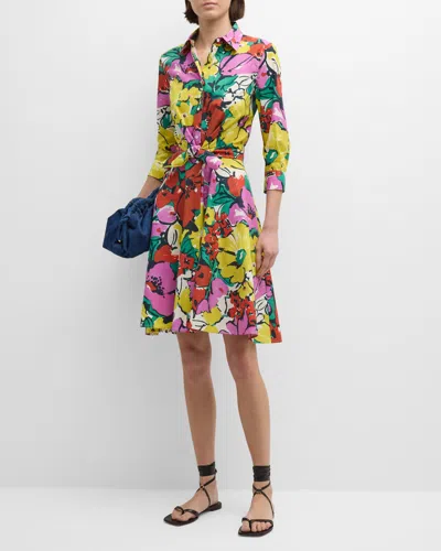 Sara Roka Dralla57 Floral-print Poplin Midi Shirtdress In Bright Garden