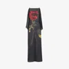 Alexander Mcqueen Chiffon Shadow Rose Slip Dress In Gray