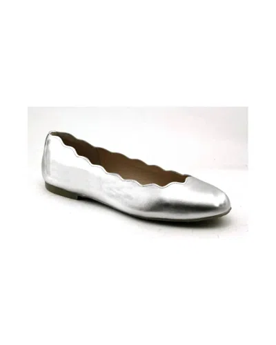 French Sole Jigsaw Flat Sandal In Silver Metallic In White