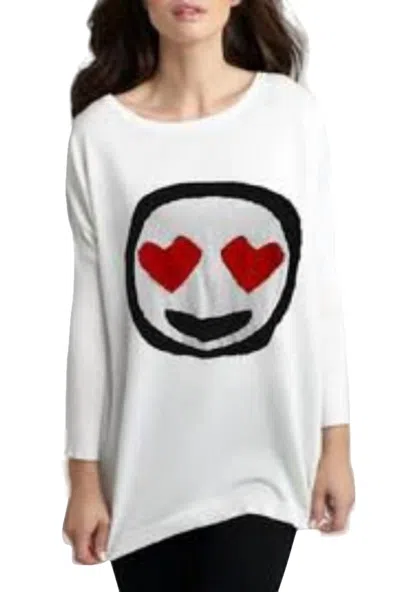 Angel Apparel Smile In Love Emoji Top In Stoneblack In White