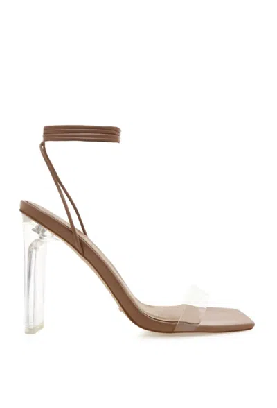 Billini Cera Clear Heels In Toffee In Multi