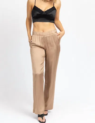 Olivaceous Satin Wide Leg Pant In Hazelnut In Brown