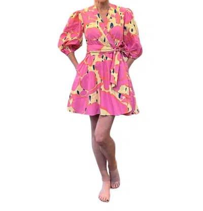 Garrie B Carly Wrap Dress In Pink In Multi