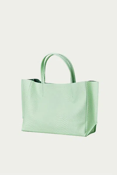 Ampersand As Apostrophe Sideways Tote In Mint Python In Green