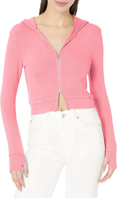 Nia Cropped Hacci Hoddie In Bubble Gum In Pink