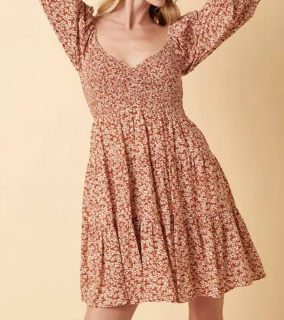 Mittoshop Darlin' Ditsy Floral Mini Dress In Rust In Pink