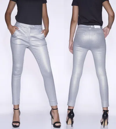 Bianco Lively Coated Trouser Pant In Silver In White