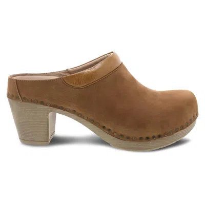 Dansko Sammy Heeled Mule - Medium Width In Tan Nubuck In Brown