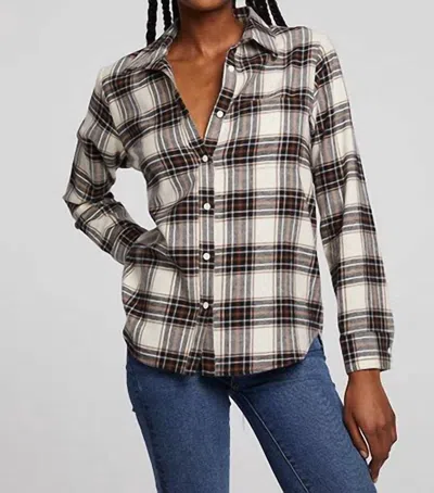 Chaser Jackson Button Down In Americana Plaid In Beige