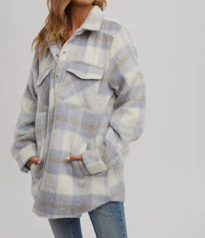 Bluivy Brushed Flannel Jacket In Light Blue In Grey