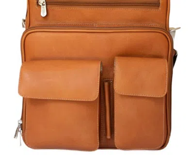 Piel Leather Deluxe Shoulder Bag In Tan In Orange