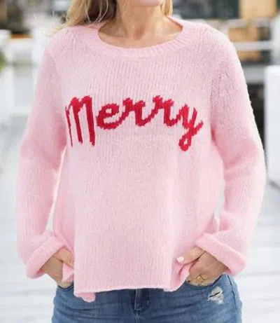 Wooden Ships 'merry' Crew Sweater In Conch Pink