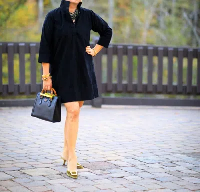 Holly Shae Design Arden Corduroy Dress In Black In Blue