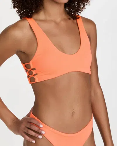 Maaji Town Sporty Bralette Bikini Top In Orange Poppy In Brown
