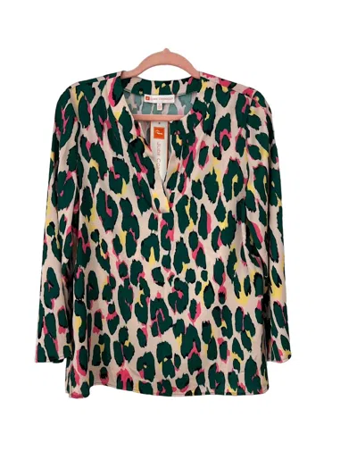 Jude Connally Livvy Blouse In Large Leopard Sand In Green