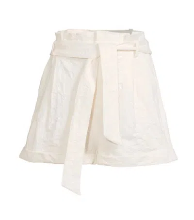 Line And Dot Emery Paperbag Short In White In Beige