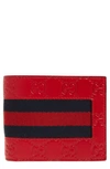 Gucci Signature Web Wallet In Red