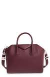 Givenchy Small Antigona Bag In Merlot Textured-leather In Oxblood Red