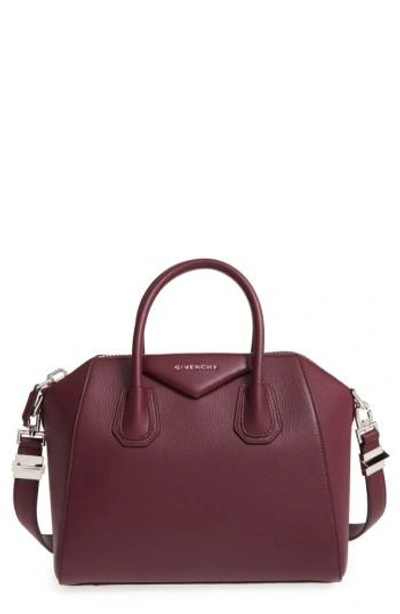 Givenchy Small Antigona Bag In Merlot Textured-leather In Oxblood