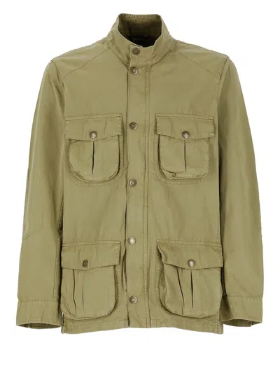 Barbour Press-stud Cotton Cargo Jacket In Green