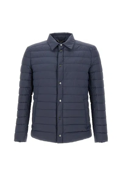 Herno Quilted Ecoage Shirt In Blue