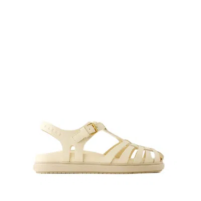 Marni Caged Leather Flat Sandals In Neutrals