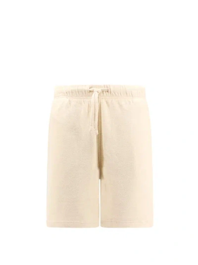 Burberry Terry Fabric Bermuda Shorts With Ekd Embroidery In Neutrals