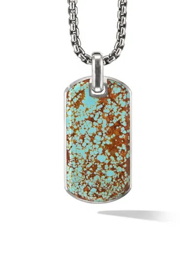 David Yurman Sterling Silver Streamline Tag With American Turquoise In Multi/silver