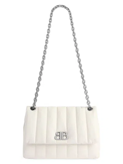 Balenciaga Monaco Mini Padded Quilted Leather Shoulder Bag In White