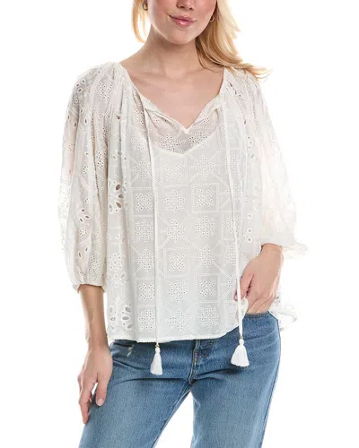 Johnny Was Castillo Eyelet Blouse In White