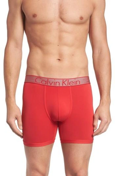 Calvin Klein Customized Stretch Boxer Briefs In Impact Red