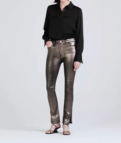 Derek Lam 10 Crosby Kyle Metallic High Rise Split Hem Skinny Jeans In Grey