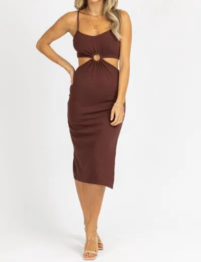 Crescent O-ring Lennon Midi Dress In Chocolate In Red