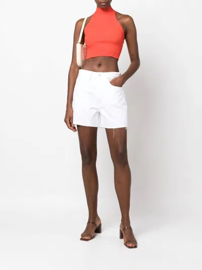 Frame High Rise Vintage Shorts In Rumpled Blanc Grind In White
